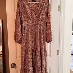 Beautiful Long Sleeve tan animal print dress
